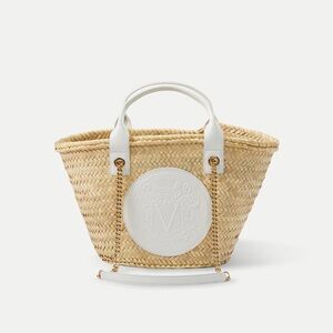 Veronica Beard Small Raffia Crest Market Tote
